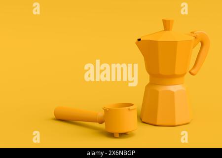 Espresso coffee machine with horn geyser coffee maker on monochrome background Stock Photo