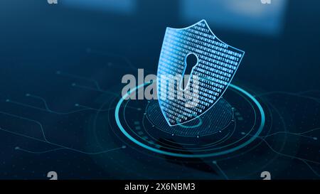 Cyber security and data protection on internet. Shield, secure access and encrypted connection protecting online information. Password protected syste Stock Photo