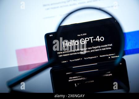 App of ChatGPT GPT-4o displayed in an smartphone screen. GPT-4o is a specialized variant of OpenAI's GPT-4 model designed specifically for generating Stock Photo
