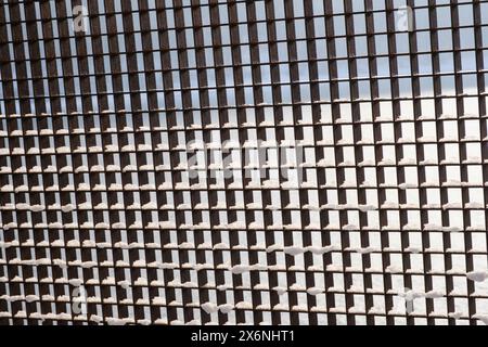 Metal grille with snow Stock Photo