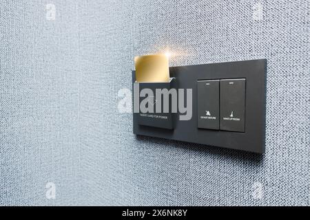 Hotel Key Card, Energy Saving Switch Insert Key For Power, Key Card Hotel Room, Card Key Socket Stock Photo