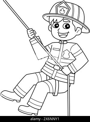 Firefighter Rappelling Coloring Page for Kids Stock Vector Image & Art ...