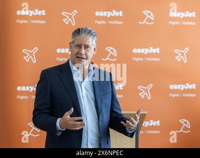 File photo dated 18/03/24 of Johan Lundgren, CEO of easyJet, at a press conference at Birmingham Airport as the airline announces its newest UK base. Budget airline easyJet has revealed boss Johan Lundgren will step down in 2025 after seven years at the helm, as it reported improved half-year losses. Issue date: Thursday May 16, 2024. Stock Photo