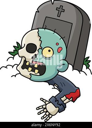 Zombie Rising from the Grave Cartoon Clipart Stock Vector