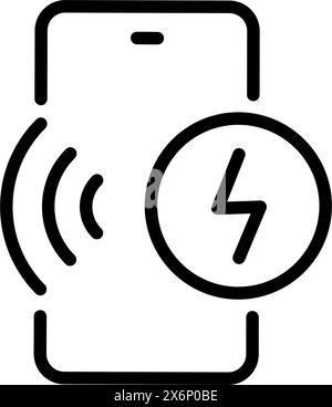 Mobile accessories symbol. Wireless charging outline icon. Charge phone sign. Linear style wireless charging icon isolated on white background Stock Vector