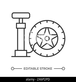 Tire pump linear icon Stock Vector