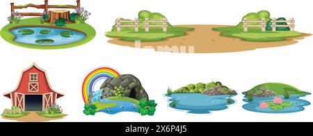 Colorful vector illustrations of natural landscapes Stock Vector
