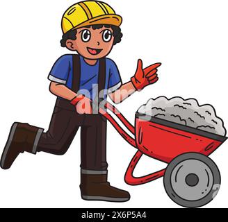 Construction Worker with a Wheelbarrow Clipart Stock Vector Image & Art ...