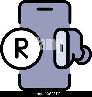 Wireless earbuds connect to smartphone color icon. Vector simple sign for web design isolated on white background. Stock Vector