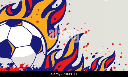 Football tournament design inspirations, ball in fire. Creative sport background for soccer competitions or league tables. Vector illustration Stock Vector