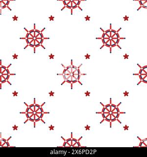 Nautical Steering Wheels Seamless Pattern Stock Vector