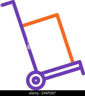Hand truck vector icon. Moving dolly with cardboard boxes flat line ...