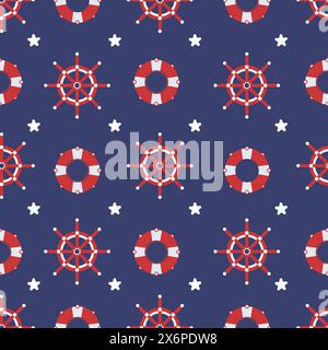Nautical Steering Wheels And Lifebuoys Stock Vector