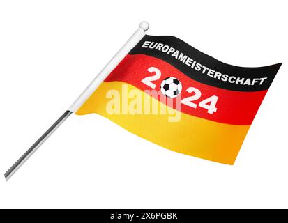 German Flag and European Championship 2024 isolated on white background Stock Photo