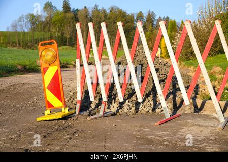 Warning light, installation sign and chain stand as warning sign for ...