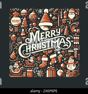 Merry Christmas Vector Typography: Elegant and Cheerful Designs for Holiday Greetings Stock Vector