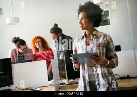 Developing programming and coding technologies. Programmer working in a software develop company Stock Photo