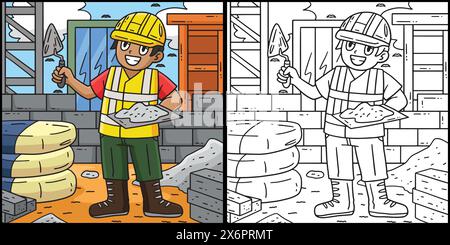 Construction Worker with a Plaster Illustration Stock Vector