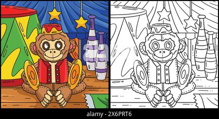 Circus Monkey Cartoon Colored Clipart Illustration Stock Vector Image ...