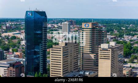 Aerial view of Lexington, KY: A vibrant city known as the ''Horse Capital of the World'', home to renowned racecourses and esteemed universities. Stock Photo