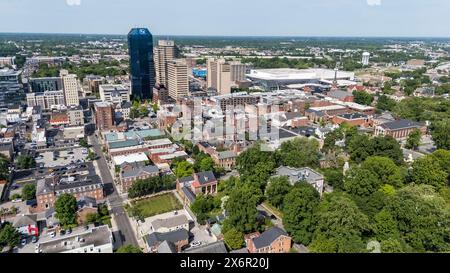 Aerial view of Lexington, KY: A vibrant city known as the ''Horse Capital of the World'', home to renowned racecourses and esteemed universities. Stock Photo