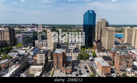 Aerial view of Lexington, KY: A vibrant city known as the ''Horse Capital of the World'', home to renowned racecourses and esteemed universities. Stock Photo