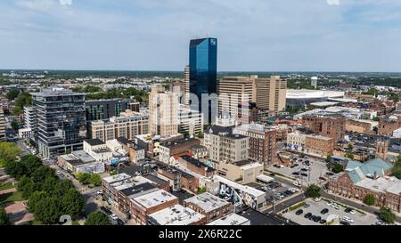 Aerial view of Lexington, KY: A vibrant city known as the ''Horse Capital of the World'', home to renowned racecourses and esteemed universities. Stock Photo