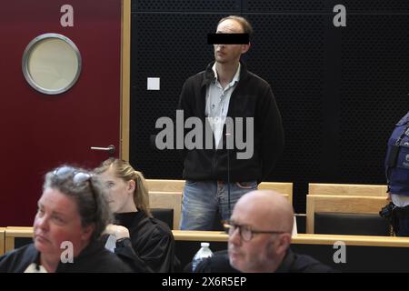 Mons, Belgium. 16th May, 2024. The accused Damien Monseu pictured during the jury constitution session at the assizes trial of Monseu, before the Assizes Court of Hainaut Province in Mons, on Thursday 16 May 2024. Monseu is accused of the murder of Jean-Pierre Van Rockeghem (66) on 10 June 2021 in La Louviere, stabbing him to death and setting his house on fire afterwards. BELGA PHOTO VIRGINIE LEFOUR Credit: Belga News Agency/Alamy Live News Stock Photo