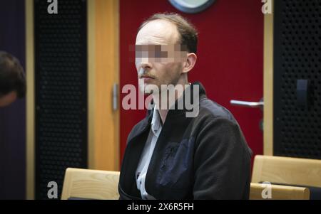 Mons, Belgium. 16th May, 2024. The accused Monseu pictured during the jury constitution session at the assizes trial of Monseu, before the Assizes Court of Hainaut Province in Mons, on Thursday 16 May 2024. Monseu is accused of the murder of Jean-Pierre Van Rockeghem (66) on 10 June 2021 in La Louviere, stabbing him to death and setting his house on fire afterwards. BELGA PHOTO VIRGINIE LEFOUR Credit: Belga News Agency/Alamy Live News Stock Photo