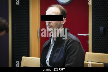 Mons, Belgium. 16th May, 2024. The accused Monseu pictured during the jury constitution session at the assizes trial of Monseu, before the Assizes Court of Hainaut Province in Mons, on Thursday 16 May 2024. Monseu is accused of the murder of Jean-Pierre Van Rockeghem (66) on 10 June 2021 in La Louviere, stabbing him to death and setting his house on fire afterwards. BELGA PHOTO VIRGINIE LEFOUR Credit: Belga News Agency/Alamy Live News Stock Photo