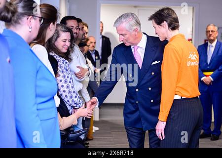 Brussels, Belgium. 16th May, 2024. King Philippe - Filip of Belgium meets personnel at a royal visit to asbl DiversiCom, in Brussels, Thursday 16 May 2024. Since its creation in 2014, DiversiCom has been working to promote diversity in the workplace and facilitate the employment of persons with disabilities based on their own competencies. BELGA PHOTO LAURIE DIEFFEMBACQ Credit: Belga News Agency/Alamy Live News Stock Photo