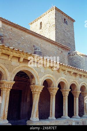 Portico of San Pedro church. Caracena, Soria province, Castilla Leon, Spain. Stock Photo