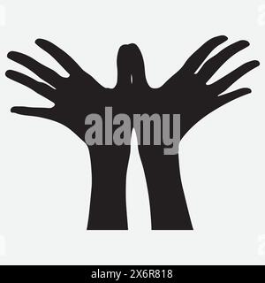 Elegant Expressions, Captivating Silhouettes of Women's Beautiful Hands Stock Vector