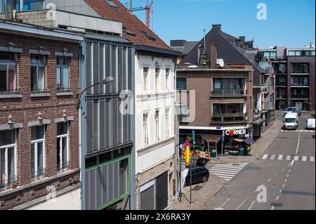 Vilvoorde, Flemish Brabant, Belgium - May 14, 2024 - High angle view over the Vlaanderenstraat Stock Photo
