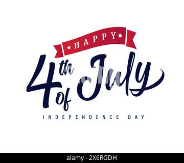 Happy 4th of July lettering banner design. Fourth of July, USA Independence day, holiday calligraphy. Vector illustration Stock Vector