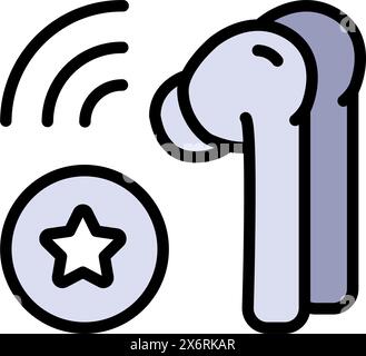 Wireless earbuds simple color icon. Vector flat icon for web design isolated on white background. Stock Vector