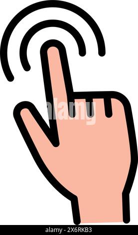 Touch screen finger hand press push icon vector. Scrolling color sign. Sensory concept. Vector simple symbol for web design isolated on white backgrou Stock Vector