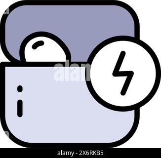 Wireless earbuds in charging case color icon. Vector flat sign for web design isolated on white background. Stock Vector