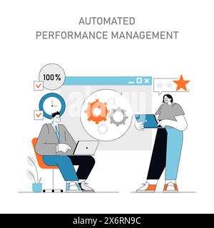Optimize Workflow With Technology Automated Performance Management concept Professionals optimize ...