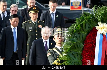 Beijing, China. 16th May, 2024. Russian President Vladimir Putin, during a wreath laying ceremony at the Monument to the People's Heroes in Tiananmen Square, May 16, 2024, in Beijing, China. Credit: Kremlin Pool/Russian Presential Press Service/Alamy Live News Stock Photo