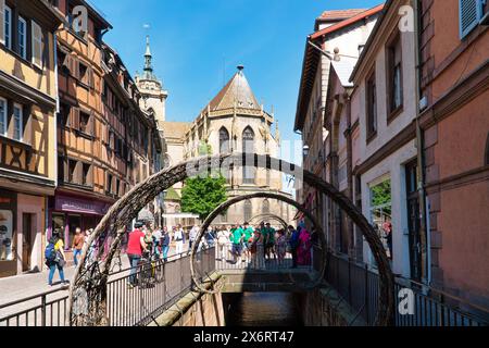 The city of Colmar with the Lauch river in Alsace in France Stock Photo