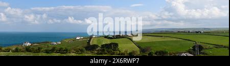 Panoramic Port Gaverne looking from Port Issac Cornwall England uk Stock Photo
