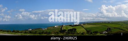 Panoramic Port Gaverne looking from Port Issac Cornwall England uk Stock Photo