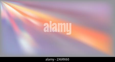 Purple abstract bg with a gradient mesh and neon shiny shades, obtained by refraction of a ray of light passing through a prism or glass. Vector overl Stock Vector