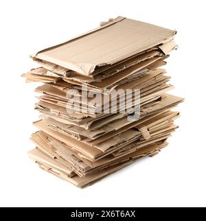 Stack of cardboard pieces isolated on white Stock Photo