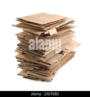 Stack of cardboard pieces isolated on white Stock Photo