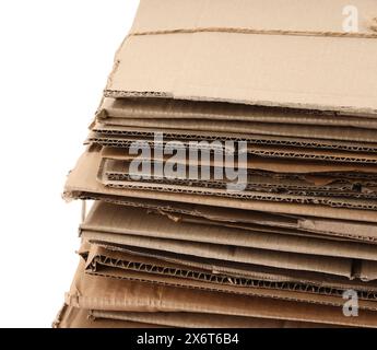 Stack of cardboard pieces isolated on white Stock Photo
