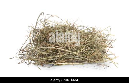 Dried hay isolated on white. Livestock feed Stock Photo