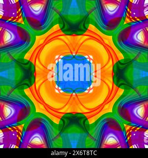 Psychedelic background, vintage abstract, prismatic polysimmetric tracery collection ceramic tile style. Stock Photo