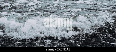 Abstract Natural Background Water Bubbling Sea Foam Splash Waves Energy Power Strength Intensity. Stock Photo